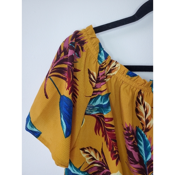 Ochre Floral Off-Shoulder Blouse - Picture 3 of 7